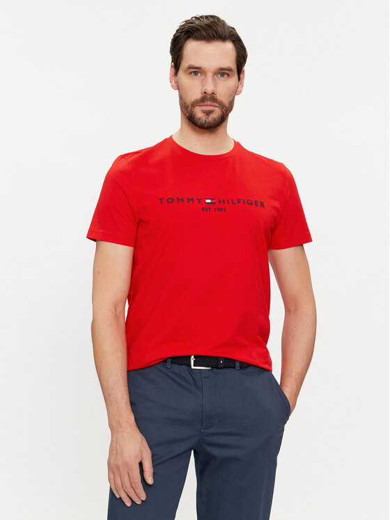 Tommy Hilfiger T-krekls Logo MW0MW11797 Sarkans Slim Fit