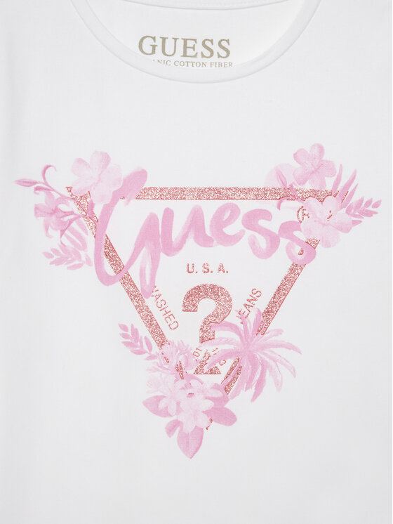 Guess Guess Tričko K5GI14K6YW4 Biela Regular Fit