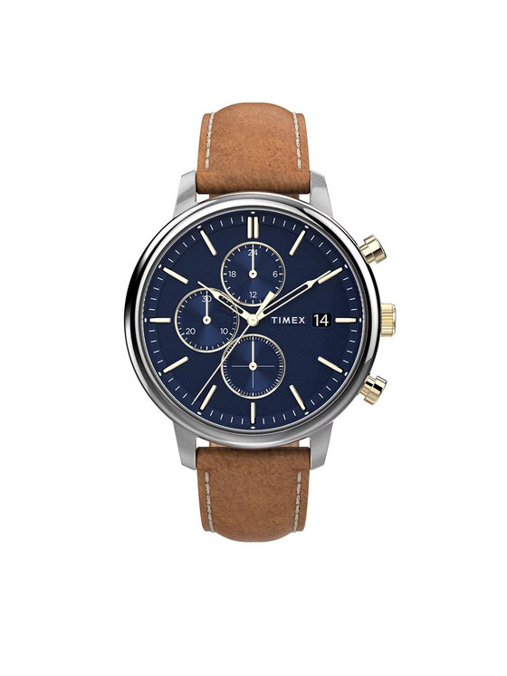 Timex Zegarek Chicago Chronograph 45mm TW2U39000 Brązowy