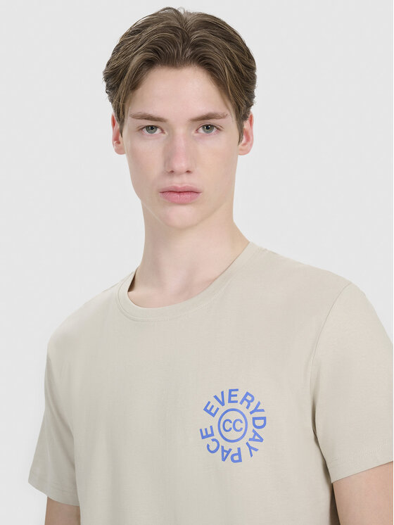 4F 4F T-Shirt A NEW ROAD AHEAD Beżowy Regular Fit