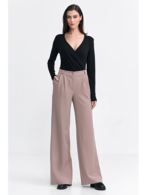NIFE NIFE Kalhoty z materiálu SD104 Béžová Relaxed Fit
