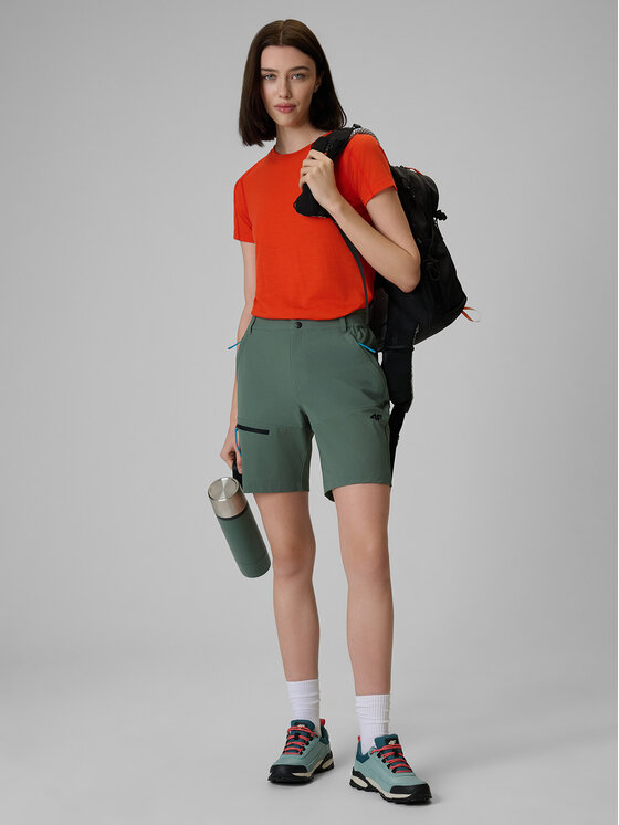 4F 4F Szorty sportowe TREKKING Khaki Regular Fit