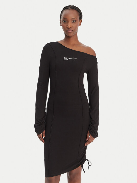 Karl Lagerfeld Jeans Rochie de zi B1W13045 Negru Slim Fit