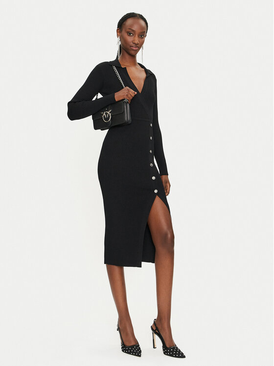 PINKO PINKO Pletena obleka Viscosa Mix 104033 A239 Črna Slim Fit