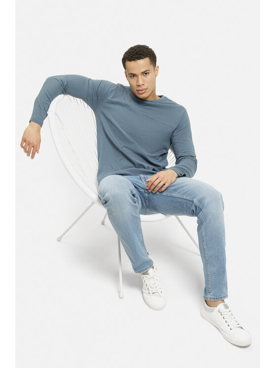 Cross Jeans Cross Jeans Longsleeve 16034-462 Niebieski Regular Fit
