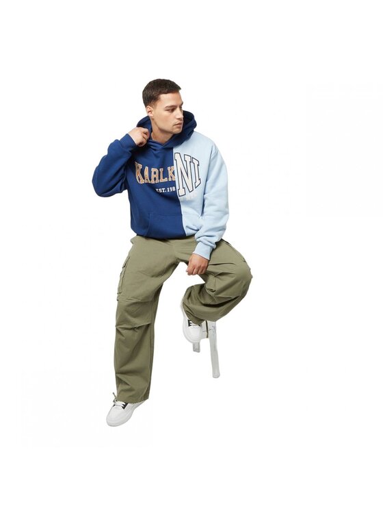 Karl Kani Karl Kani Mikina WOVEN RETRO SPLIT OS HOODIE Tmavomodrá Regular Fit
