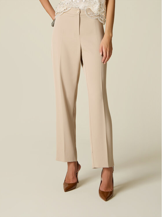 Oltre Oltre Pantaloni di tessuto P05QR009661N003 Crema Regular Fit