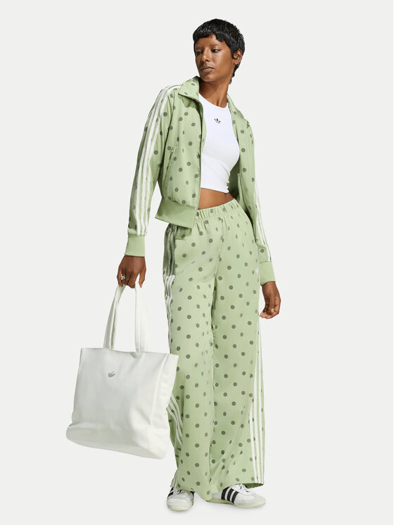 adidas adidas Spodnie dresowe Satin Polka Dots Wide Leg Pant LI2846 Zielony Relaxed Fit
