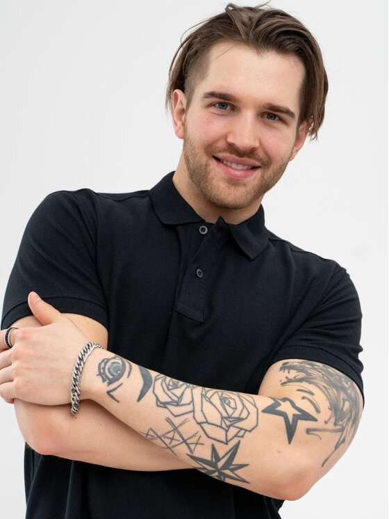Jigga Wear Jigga Wear Polo Koszulka Polo Z Krótkim Rękawem Męska Czarna Jigga Wear Classic 3XL Czarny Regular Fit