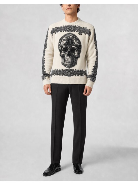 PHILIPP PLEIN PHILIPP PLEIN Sveter 31398 Biela Regular Fit