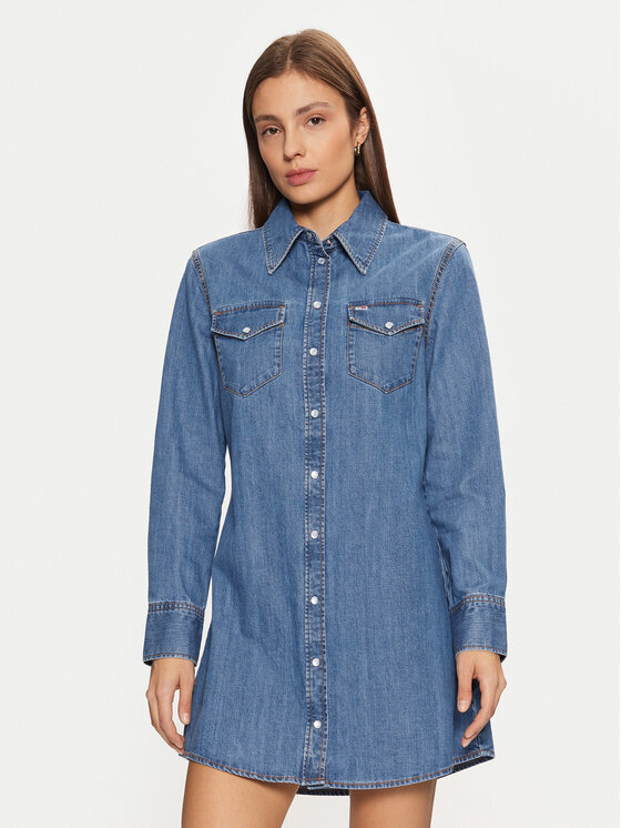 Tommy Jeans Tommy Jeans Džínové šaty Western DW0DW19853 Modrá Regular Fit