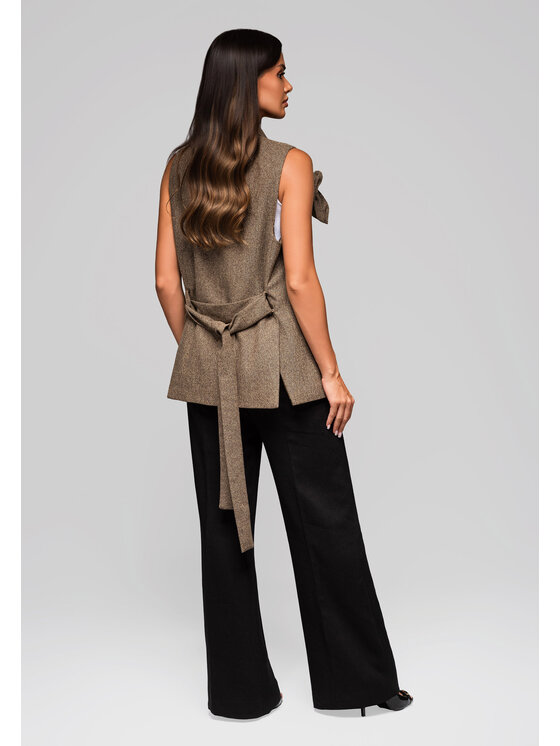 Ombre Ombre Kamizelka LW-BLZV-0102 Beżowy Regular Fit