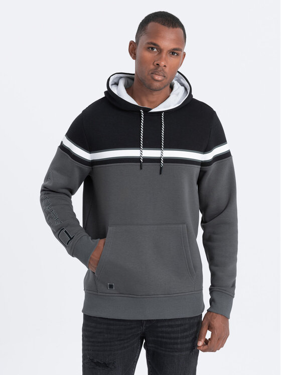 Ombre Ombre Mikina OM-SSNZ-22FW-014 Šedá Regular Fit