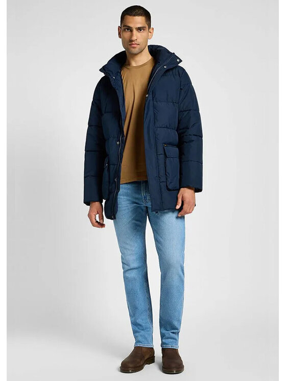 Lee Lee Kurtka zimowa LONG PUFFER JACKET Niebieski Regular Fit