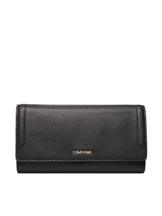Duży Portfel Damski Calvin Klein, Czarny, Ck Elevated Trifold Lg K60K609917