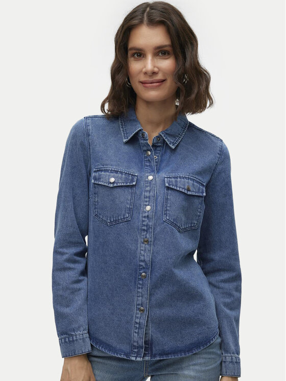 Vero Moda Vero Moda Koszula jeansowa Jennie 10313726 Granatowy Regular Fit