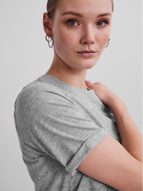 Pieces Pieces Тишърт Ria 17086970 Сив Regular Fit