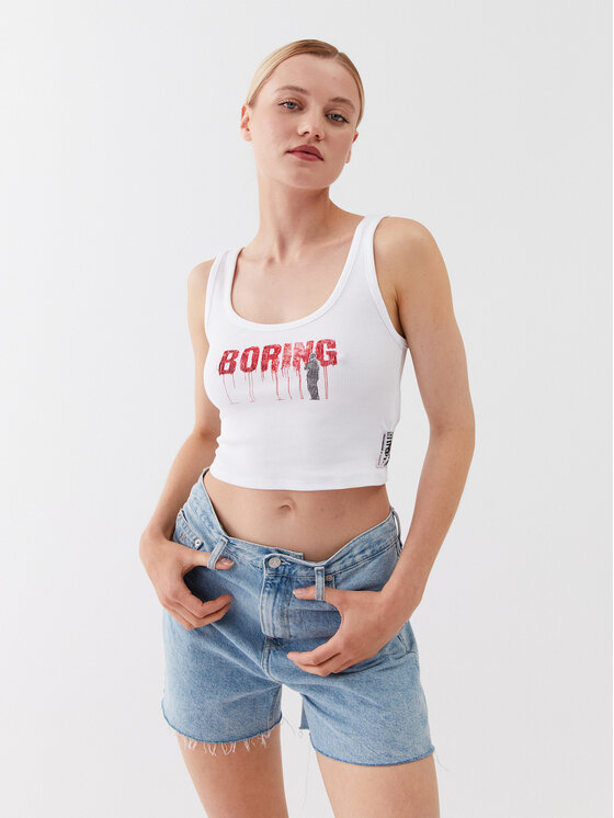 Guess Top W3YP50 KA0H1 Biela Cropp Fit