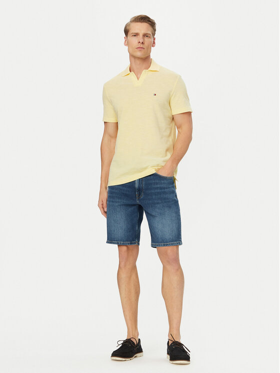 Tommy Hilfiger Tommy Hilfiger Тениска с яка и копчета Textured Oxford Pique MW0MW38482 Светложълт Regular Fit