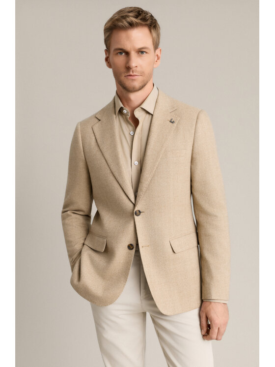 Lancerto Lancerto Marynarka Gubbio MA073226000043 Beżowy Regular Fit