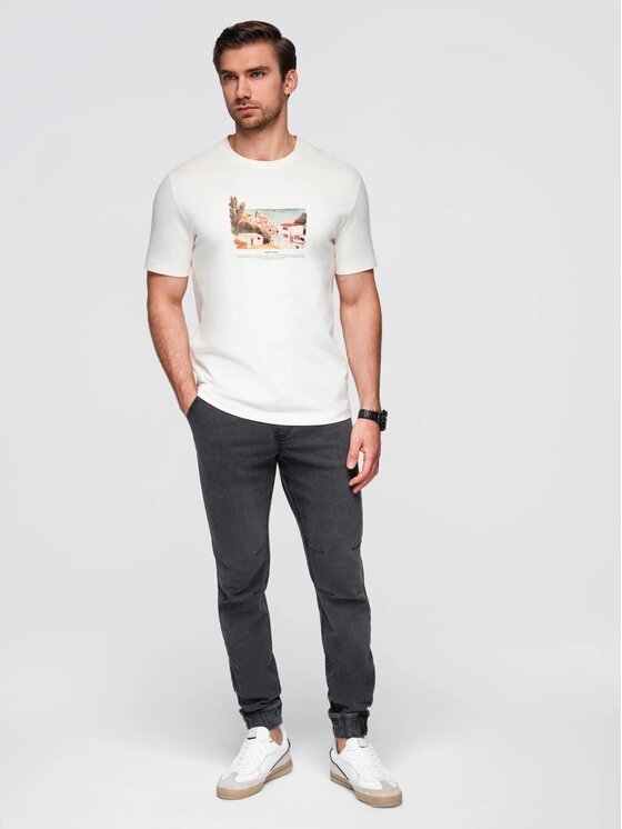 Ombre Ombre Jeansy OM-PADJ-0267 Szary Jogger Fit