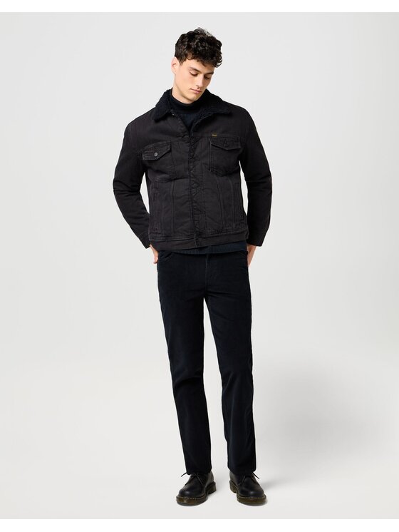 Wrangler Wrangler Kurtka jeansowa SHERPA CLASSIC JACKET Czarny Regular Fit