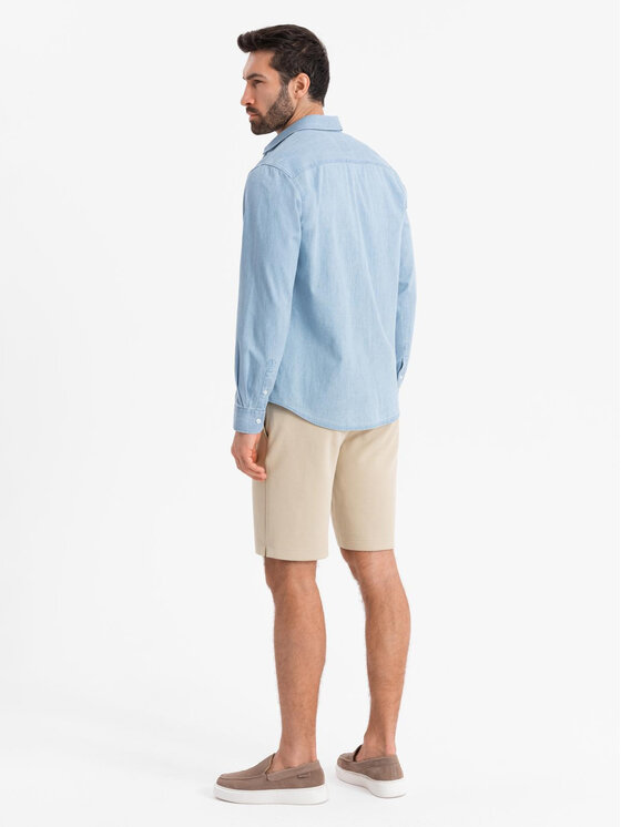 Ombre Ombre Szorty materiałowe OM-SRCS-0169 Beżowy Slim Fit