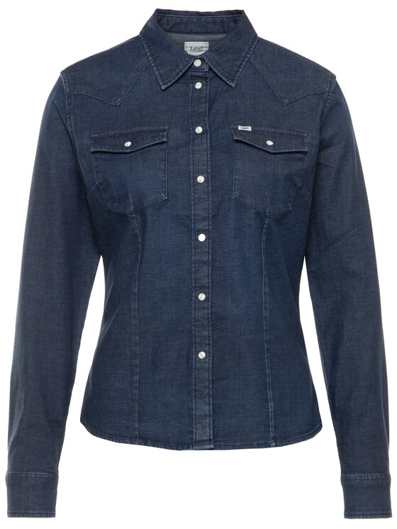 Lee Lee džinsiniai marškiniai Western L45RFWLR Tamsiai mėlyna Slim Fit