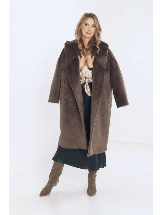 Justyna Ołtarzewska Justyna Ołtarzewska Płaszcz wełniany Kallisto Brązowy Modern Relaxed Fit