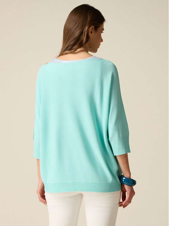 Oltre Oltre Sweter M579E001974N005 Turkusowy Regular Fit