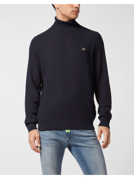 PHILIPP PLEIN PHILIPP PLEIN Longsleeve 26965 Granatowy Regular Fit
