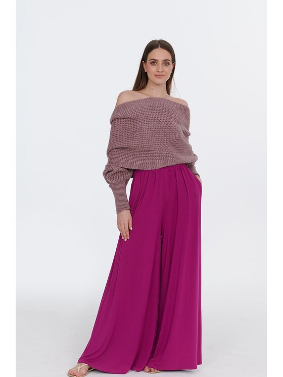 NAOKO NAOKO Kalhoty z materiálu Viva Magenta Růžová Regular Fit
