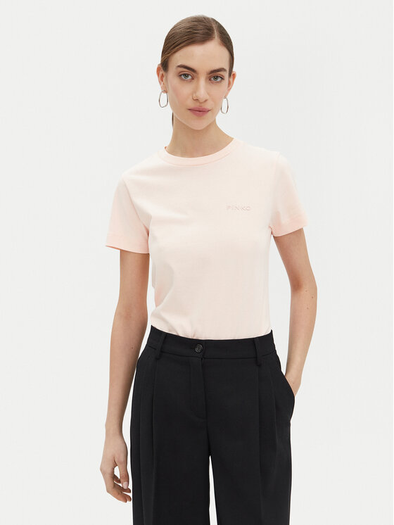 PINKO T-krekls Start 101752 Rozā Regular Fit