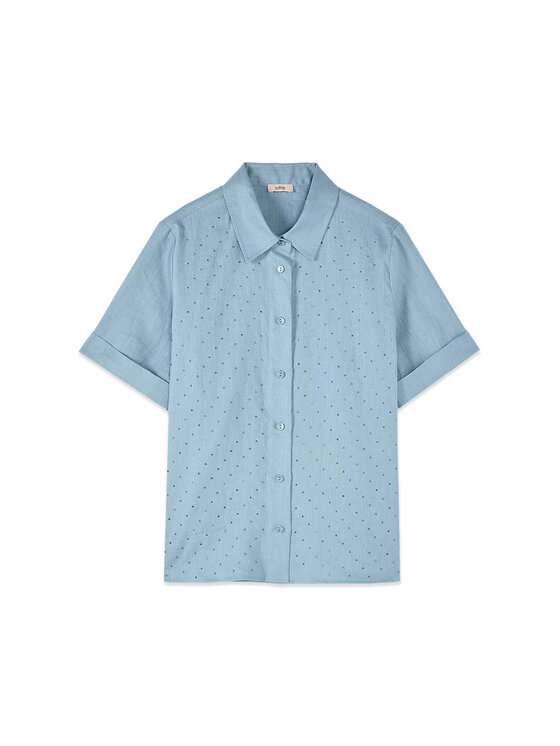 Oltre Oltre Koszula 5093R003173N004 Turkusowy Boxy Fit
