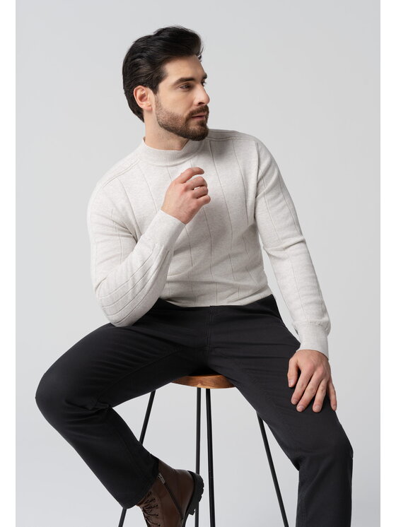 Volcano Volcano Sweter S-KING Szary Regular Fit