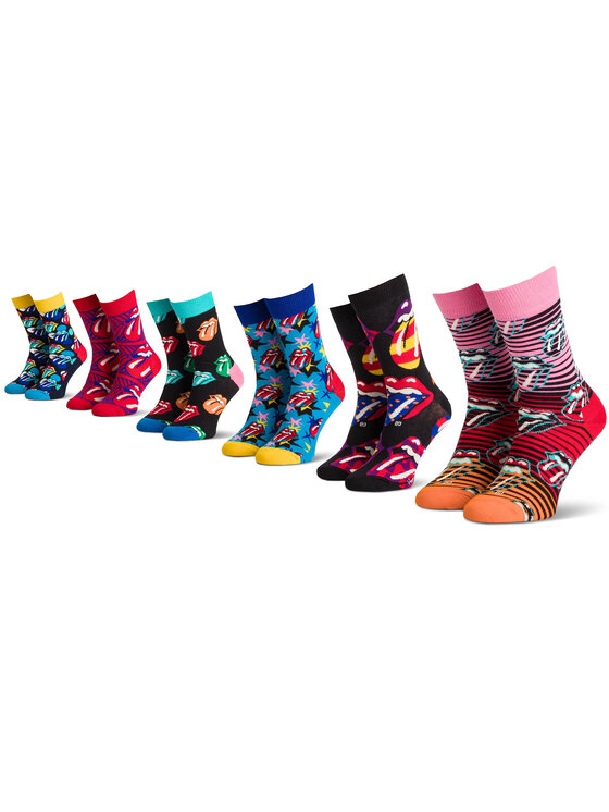 Happy Socks Lot de 6 paires de chaussettes hautes unisexe ROLLING STONES XRLS10 0100 Multicolore Modivo