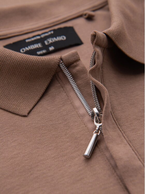 Ombre Ombre Polo OM-POSS-0148 Brązowy Regular Fit