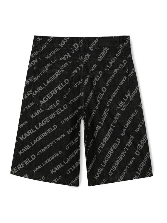 Karl Lagerfeld Kids Karl Lagerfeld Kids Džínové šortky Z30415 S Černá Regular Fit