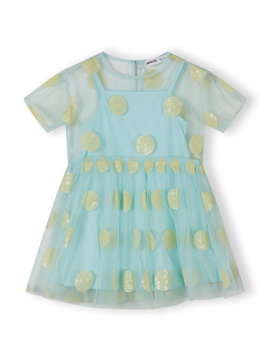 minoti minoti Sukienka elegancka 30DRESS172 Turkusowy Regular Fit