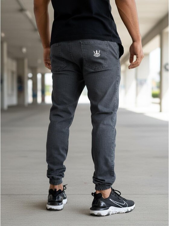 Jigga Wear Jigga Wear Joggery DZOGER DZINS KORONA 102205 Szary Regular Fit