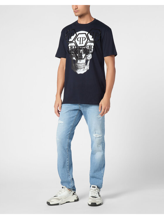 PHILIPP PLEIN PHILIPP PLEIN T-Shirt 9557 Błękitny Regular Fit