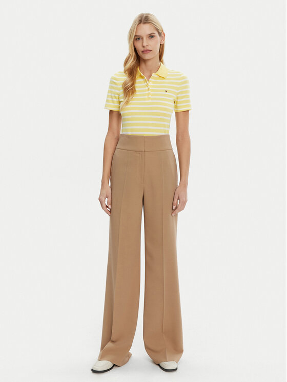 Tommy Hilfiger Tommy Hilfiger Тениска с яка и копчета 1985 WW0WW43225 Жълт Slim Fit