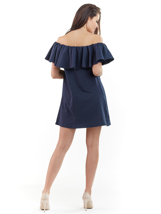 Awama Awama Letní šaty L065 Tmavomodrá Basic Fit