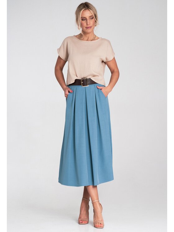 FIGL FIGL Spódnica midi M1201 Niebieski Flared Fit