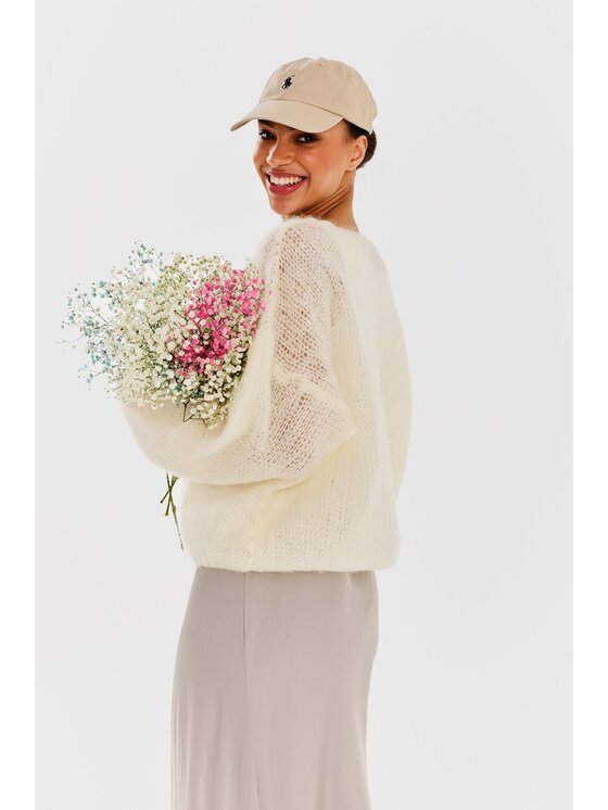NAOKO NAOKO Kardigan Ivory Echo Zielony Oversize