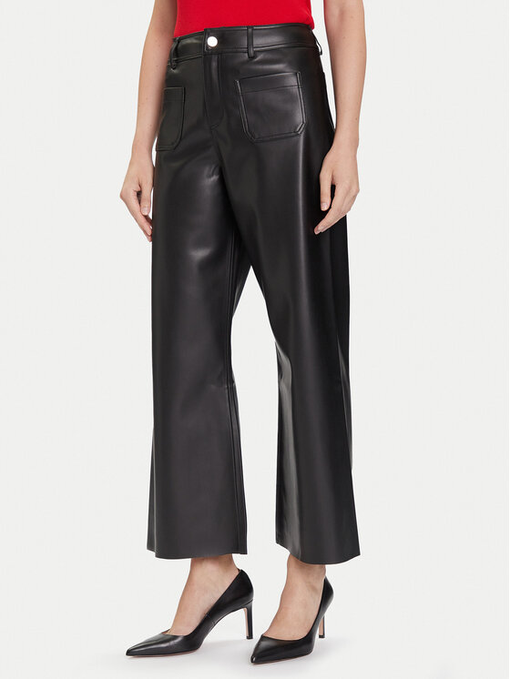 Morgan Morgan Pantaloni din imitație de piele 242-PCHOU Negru Wide Leg