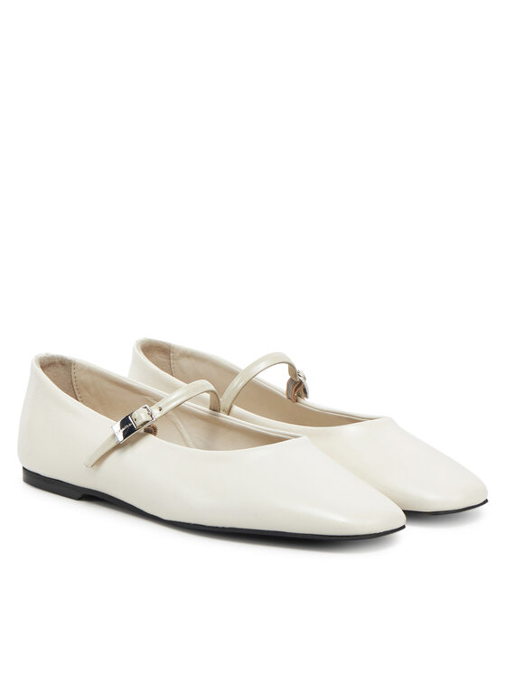 Calvin Klein Calvin Klein Ballerine Ballerina New Buckle - Lth HW0HW02483 Écru