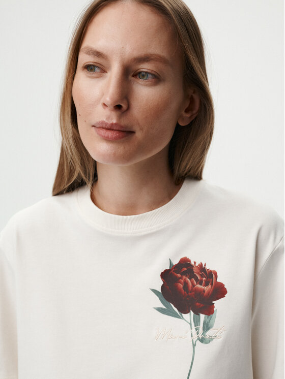 MARI PRETI MARI PRETI Bluzka Flower Biały Regular Fit