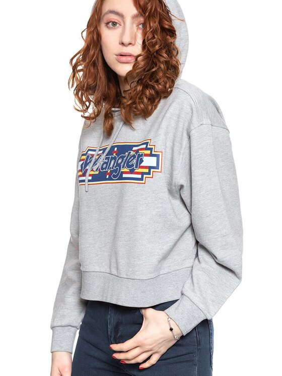 Wrangler Wrangler Felpa GEO HOODIE Grigio Regular Fit