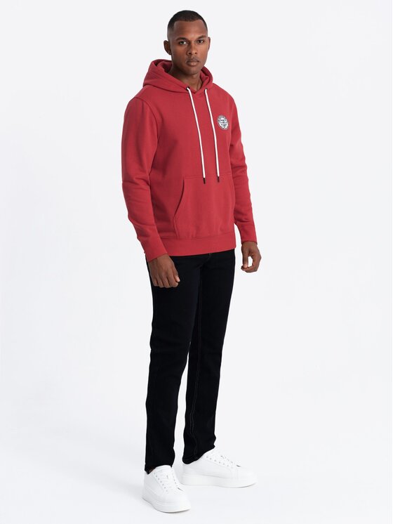 Ombre Ombre Mikina OM-SSNZ-0144 Červená Regular Fit